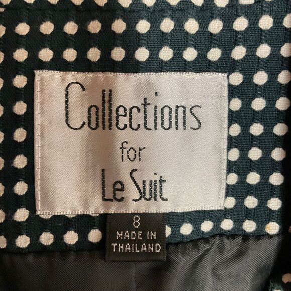 Le Suit Polka Dot Skirt Suit Black White Professional Business Set Size 8 Office - Picture 15 of 16